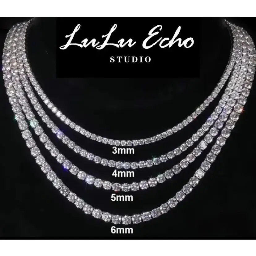 Tennis Necklace 3mm-6mm 18K White Tennis Chain Choker Necklace for Women Men Handmade Gifts Tennis Necklace 3mm-6mm 18K White Tennis Chain Choker Necklace for Women Men Handmade Gifts