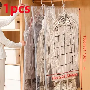 1pcs Hanging Vacuum Compression Storage Bag, Holds 5 Clothes, Thickened Organizer, No Power Needed, Space-Saving, Clothing Protection