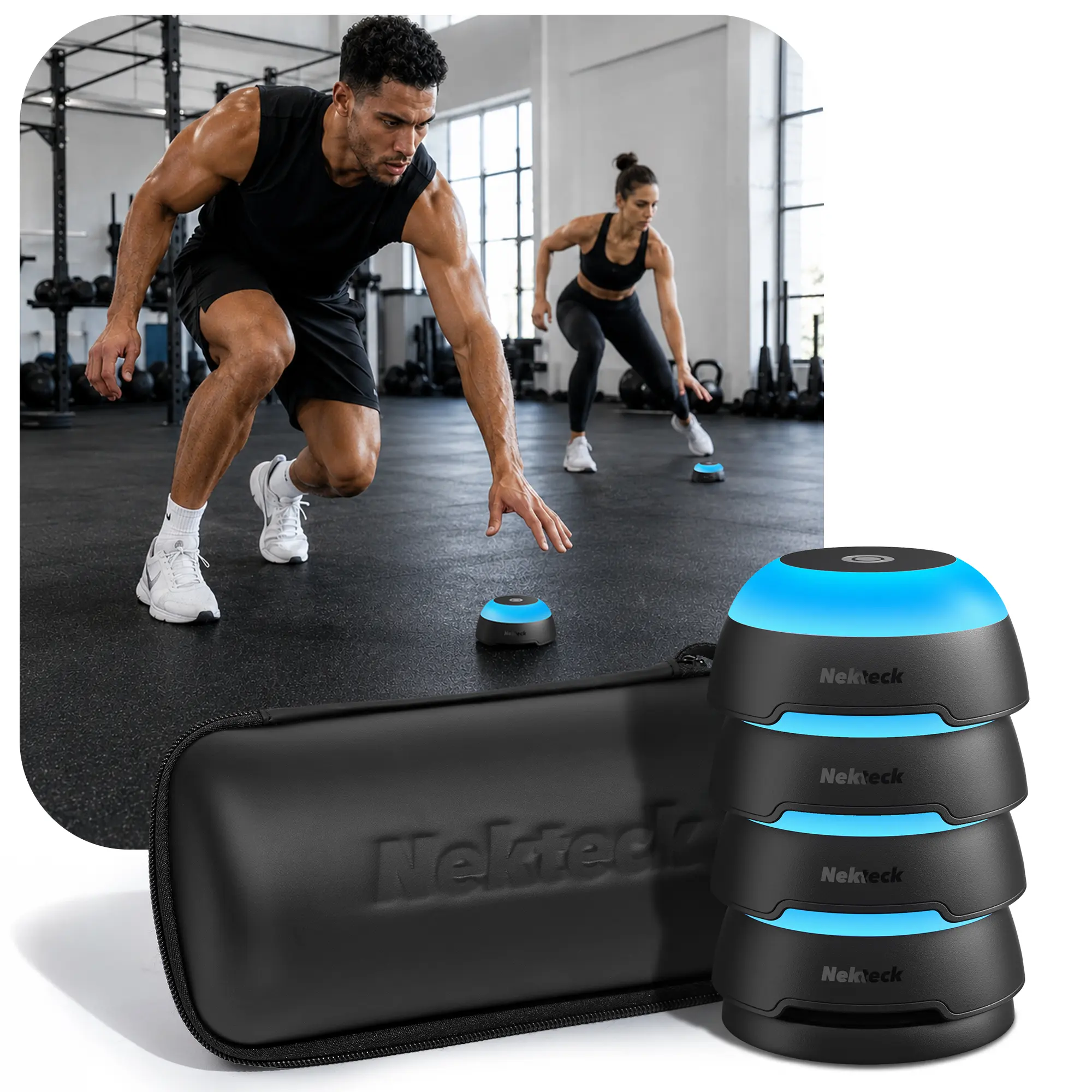 Nekteck Smart Reaction Training Pods Kit for Speed Agility and Cognitive Drills Pro Level Training Equipment for Athletes Trainers Therapists and Coaches with App Access