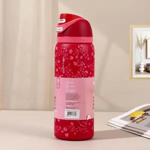 Pre-Order 15–20 Days | Owala FreeSip Red Floral Pattern 24oz / 32oz Insulated Stainless Steel Water Bottle, Dual Sip Drinking Lid, Leak-Proof Design for Gym, Travel & Daily Use