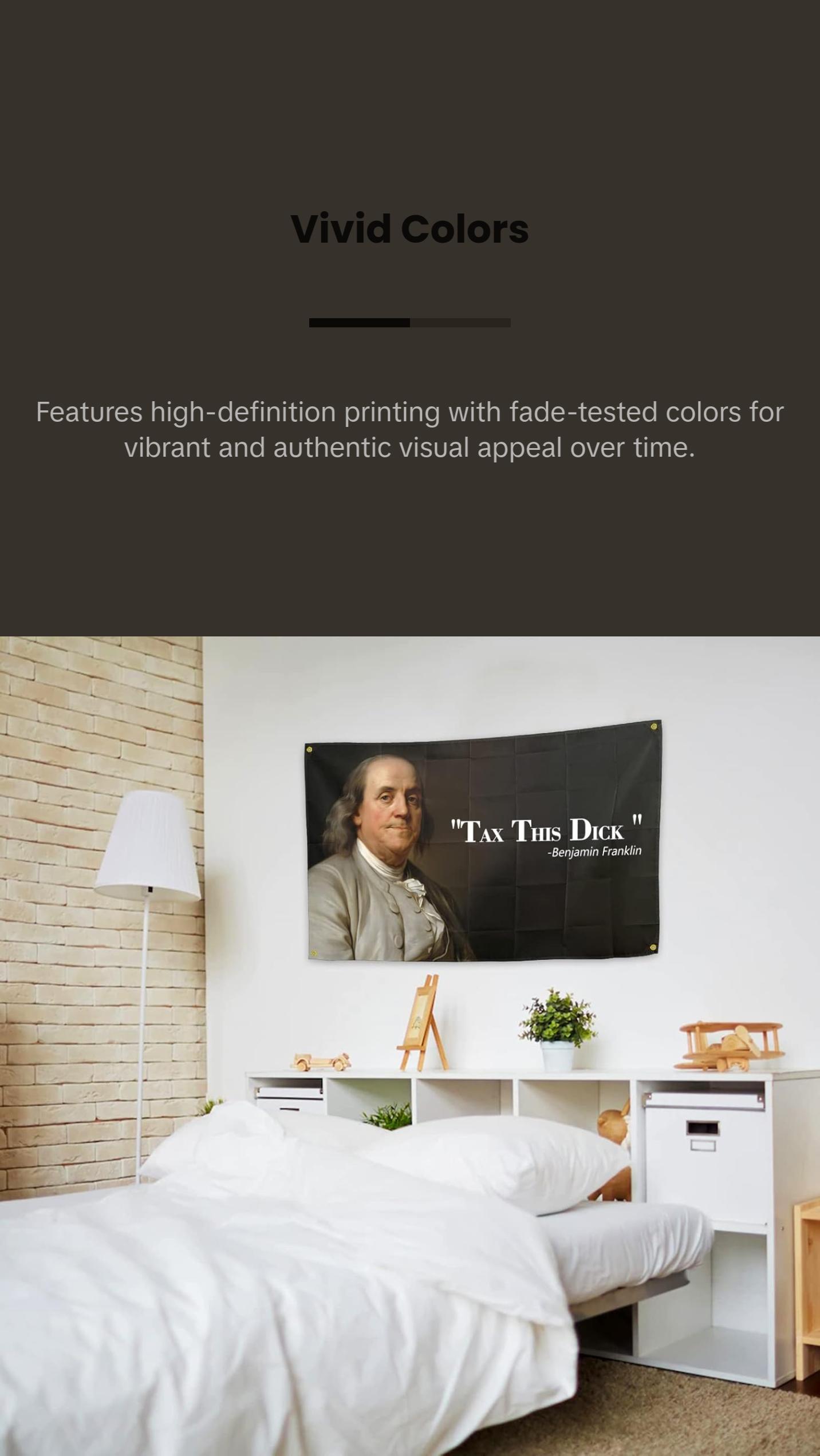 Benjamin Franklin Tax This Dick Flag Funny Flags for Room 3x5 Feet College Dorm Room Decor Man Cave Frat Wall Indoor Outdoor Flag Decoration Gift