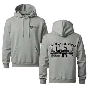 Thermal Hunting Hoodie – The Night Is Yours Rifle Scope Wolf Moon Forest Graphic Back Print, Outdoor Thermal Night Hunting Lifestyle Apparel
