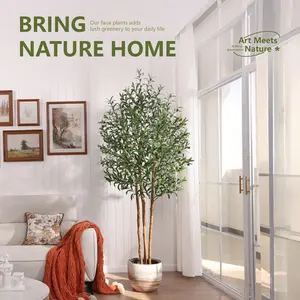 VeriNatural 5/6/7FT Faux Potted Olive Tree  Real Look, Zero Maintenance — Perfect for Cozy Christmas Corners & Modern Home Decor（VN356） Plant Decorative