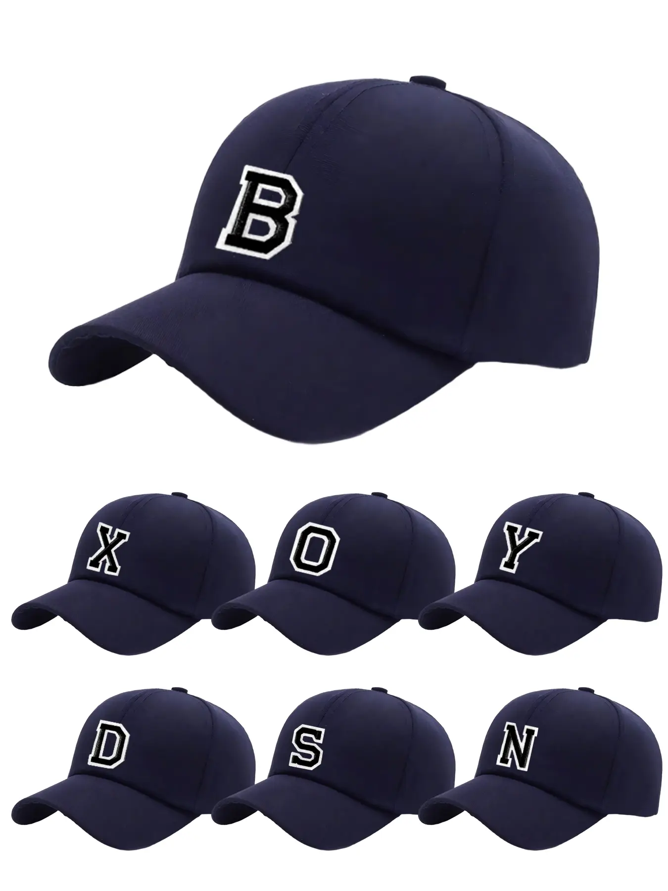 A-Z Letter DIY Baseball Cap, Adjustable Golf Dad Hat, Original Classic Street Style, Adjustable Casual Hats, Custom Initials Hat, Unisex Fitted Plain Hat for All Seasons