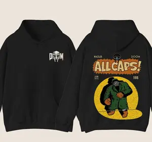 MF DOOM ALL CAPS Graphic Tee Hoodie Crewneck Sweatshirt Vintage Rap Music Streetwear Retro Hip Hop Fan Gift Unisex Gildan