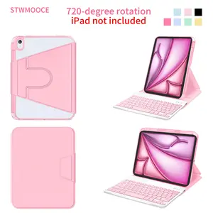 STWMOOCE 720 Rotation Case for iPad Tablet Bluetooth Wireless Magnetic Keyboard Cover Compatible with 10.2-inch iPad7th/8th/9th gens,10.9-inch iPad 10th,iPad A16,11,13-inch iPad Air4/5th/(M2/M3/M4),12.9,13inch iPad Pro 2nd/3rd/4th/5th/6th/M4/M5 Gens pink