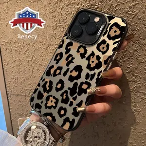 Case for iPhone 15 16 14 Pro Max 13 12 11 XR XS Plus E Brown Black Leopard Pattern Matte Shockproof Anti-Scratch Stylish Smartphone Cover Cellphone Protective