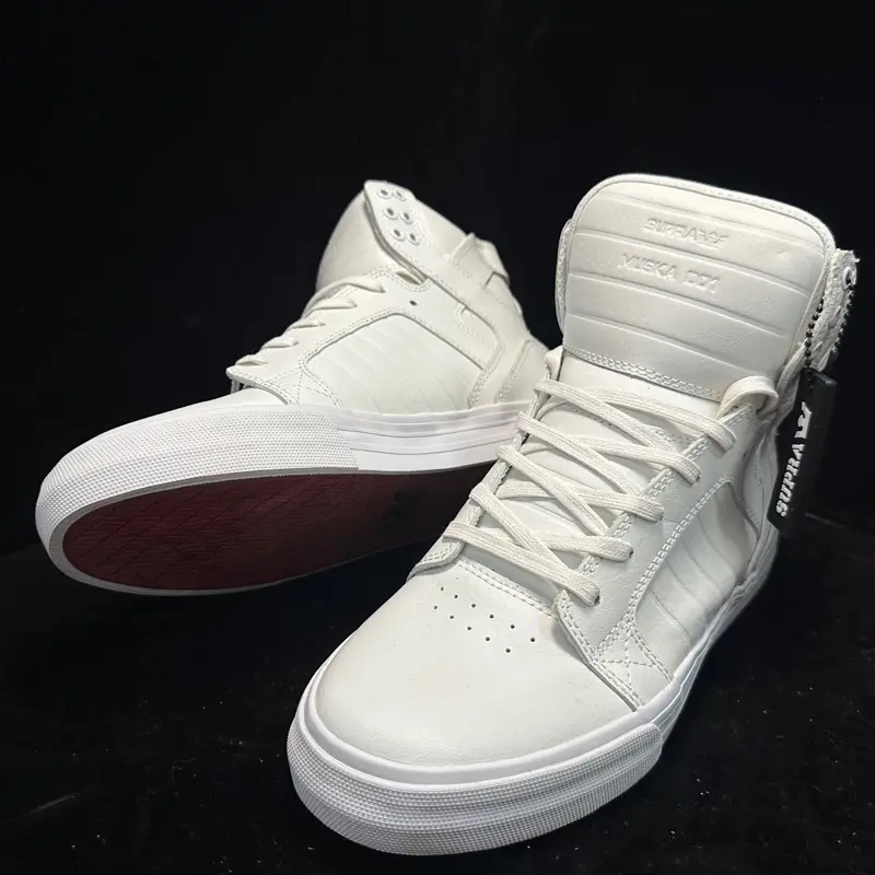 Supra Skytop HF Red White Ruched Leather High Top Sneakers Unisex