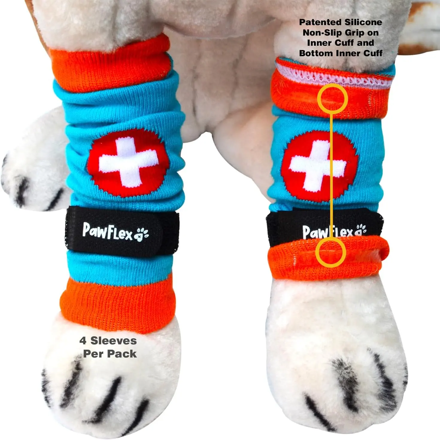 PawFlex Comfy Pawz Cotton Nonslip Protective Leggings for Dogs | Medical Pet Sleeve for Dogs Legs with Non-Slip Silicone Grip at Inner Cuffs and Adjustable Strap for No Twisting or Sliding Down. (Sizes: XXS, XS, S, M, L & XXL)
