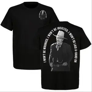 John Wayne Legend I Won’t Be Wronged 2 Sides T-Shirt, The Shootist Shirt, Western Movie Quotes Tee, Full Color, Full Size