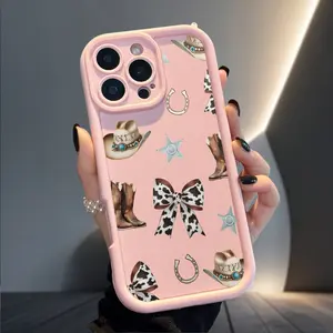 Cowboy Western Motif Case for iPhone 17 Air 16 16e 15 14 13 12 11 Pro Max Plus X XS Pattern Soft Matte TPU Armor Lens Protection Rugged Phone Back Cover for