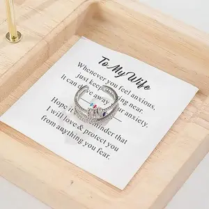 ChicBloom B To My Daughter/Wife Fidget Ring Daughter Gifts from Mom Adjustable Open Multi-layered Anxiety Spinner Rings Birthday Gifts for Women Wife