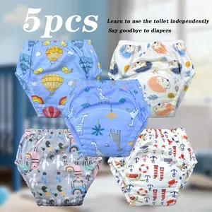 5pcs Baby Potty Training Underwear, Summer Thin Breathable No Pressure, High Stretch Fit, Leak-Proof Dual Effect, Washable Durable, Unisex