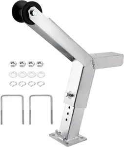 Adjustable Boat Trailer Winch Stand, Fits 3x4''Trailer Tongue, Hot-Dipped Galvanized Steel Winch Mount with Roller & U-Bolts