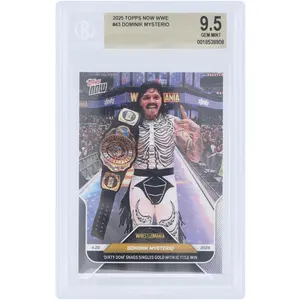 Dominik Mysterio WWE 2025 Topps Now Dirty Dom' Snags Singles Gold With IC Title Win #43 BGS Authenticated 9.5 Card