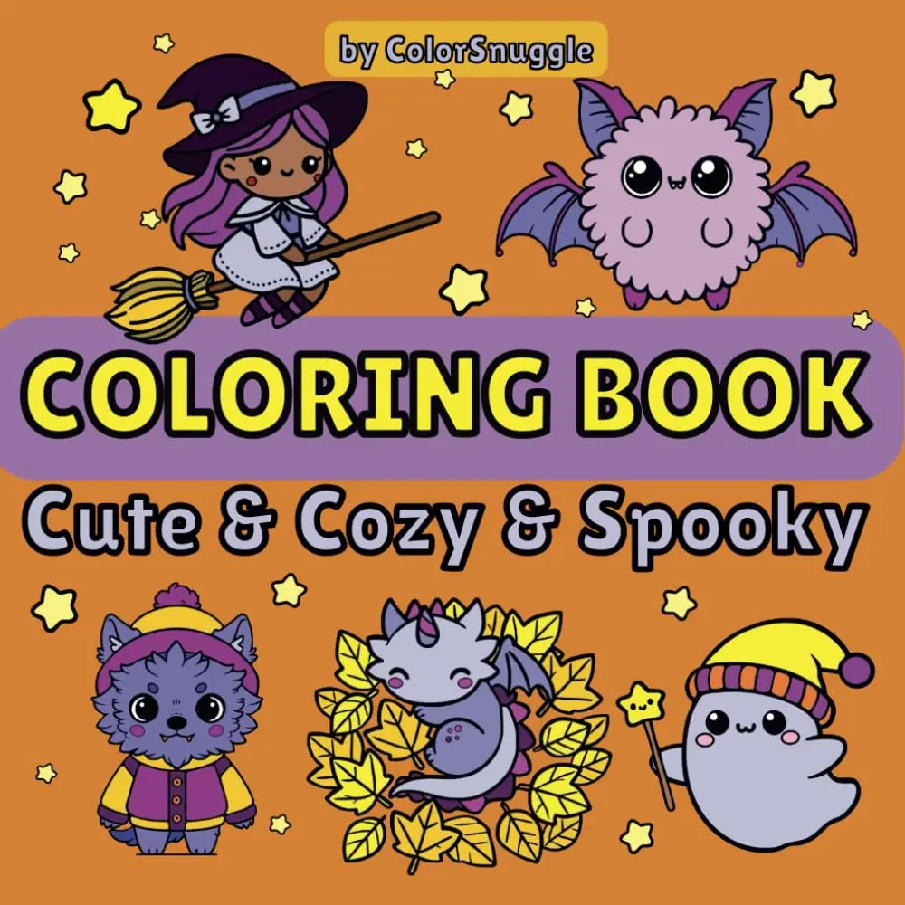 Coloring Book Cute & Cozy & Spooky: Fantastic Creatures, Mythical Beings andWhimsical Monsters - a Bold and Easy Coloring Book for Adults