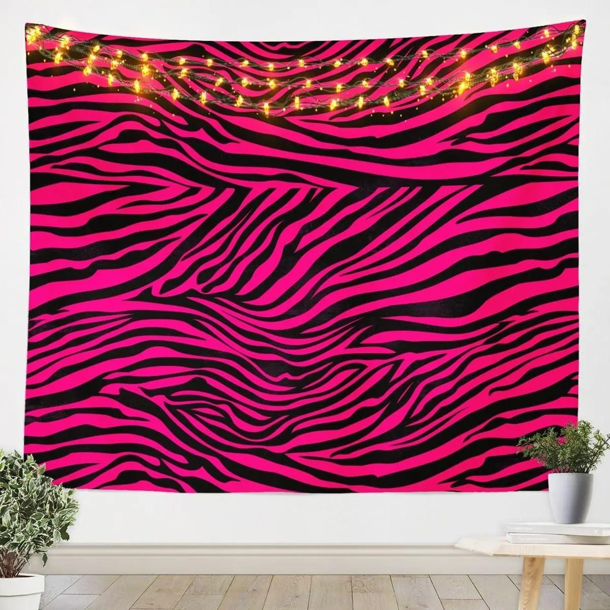 Zebra Wall Hanging Small Animal Print Tapestry Decor Hot Pink Wall Blanket Abstract Art Wall Art Stripes Tapestries