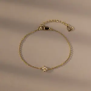 Rounded Flower Pearl Bracelet by Caitlyn Minimalist - Dainty Pearl & Diamond Floral Charm Bracelet - Wedding Jewelry - Gift for Her