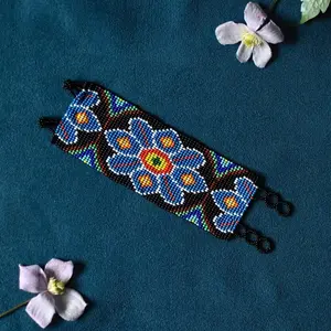 Cornflower - Native Beaded Bracelet Inspired by Nature’s Bright Petals - Handmade by Huichol Artisans - Mother Sierra
