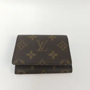 Pre-owned Louis Vuitton LEATHER Small Leather Goods Monogram Enveloppe Carte de Visite Simple Card Holder Business Card Case SENZA1 U