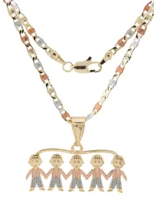5 Tri-Color Gold-Plated Boy or Girl Charms with 20-Inch Chain Various Options Available Jewelry Necklace For Daughter
