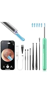 Wax Removal, Cleaner with Camera and Light, FSA - HSA Eligible, Wax Removal Tool Camera with 1080P, Cleaning Kit with 6 Spoons, Otoscope for iOS & Android (Black)