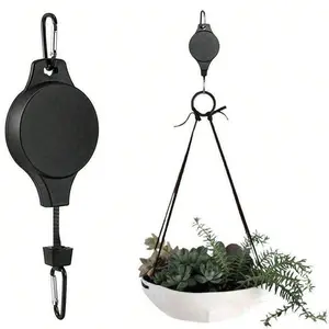 1Pcs Adjustable Plant Pulley Retractable Hanger, Strong Load Capacity, Indoor Outdoor Use, Suitable for Garden Baskets, Flower Pots, Bird Feeders