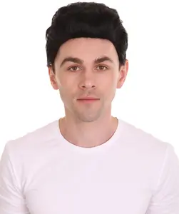 Men's Black Korean Leader Wig | Celebrity Style Adult Ideal Cosplay Wigs for Halloween Party | Made with Flame-Retardant Synthetic Fiber