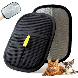 Thickened Pet Hair Removal Glove - Electrostatic Cat Dog Hair Remover Glove, Reusable Magic Brush Pet Hair Remover Tool for Couch, Carpet, and Car Seat (Black,1 Pack)
