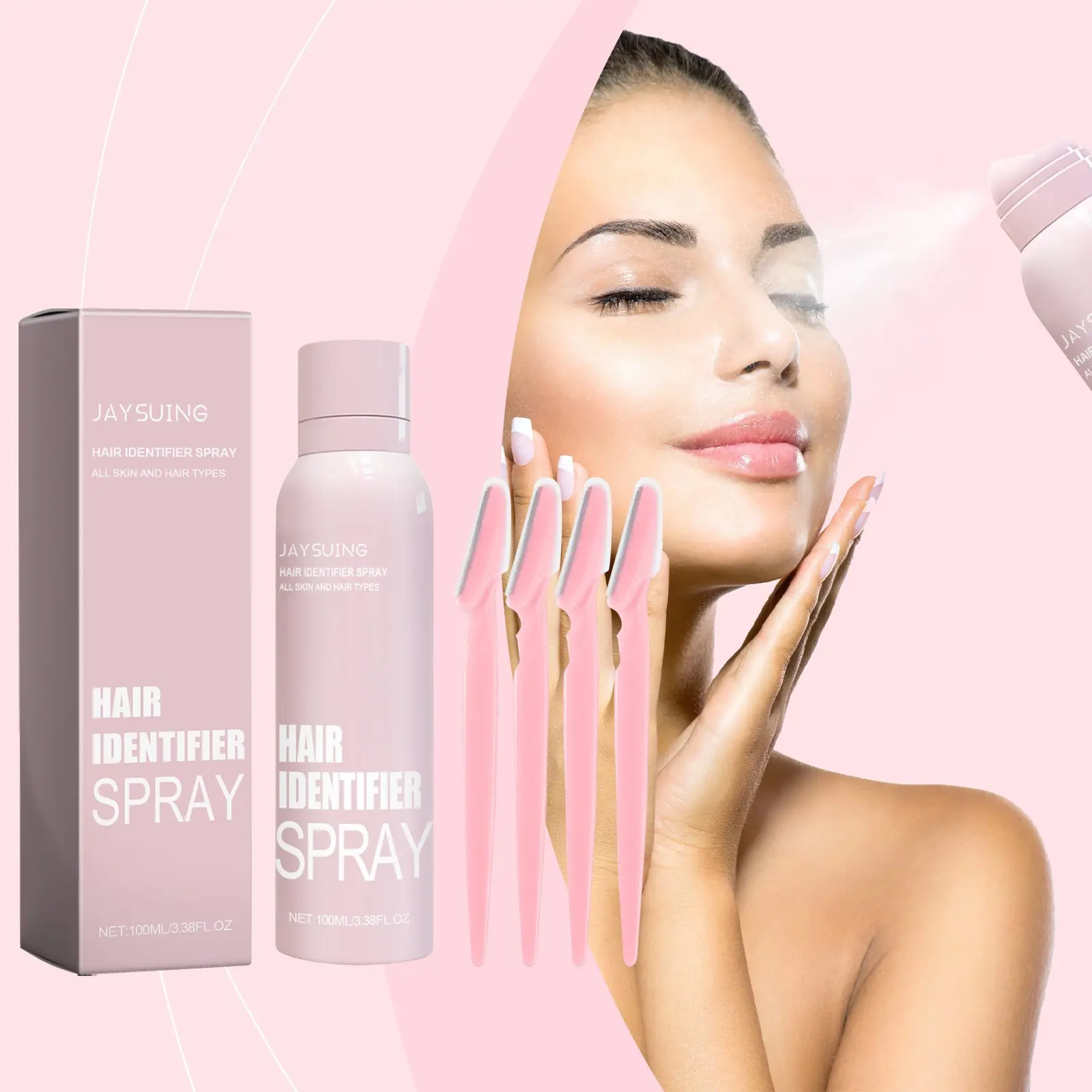 Facial Hair Removal Spray Kit, Includes Spray and Trimmer, Softens Hair, Cleanses Skin, Hydrates, Refreshes, Facial Care Spray, Hair Care Spray