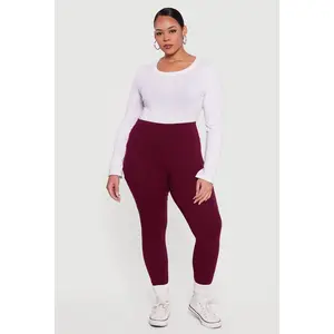 Plus Size High Waisted Leggings with Cell Phone Pockets