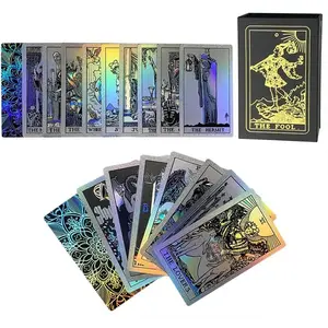 Tarot Cards, 78 Rainbow Tarot Cards Deck, PVC Waterproof Wrinkle Resistant Luxury Holographic Tarot Deck with Guidebook Fortune Telling Game Card for Tarot