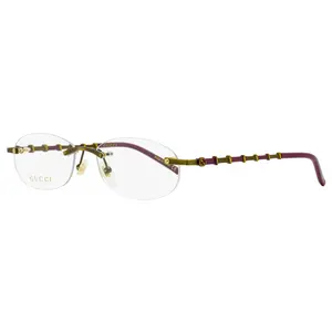 Gucci Bamboo Rimless Eyeglasses GG0857OJ 003 Antique Gold/Maroon 52mm