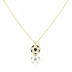 18K Game Day Gold Plated Epoxy Soccer Ball Pendant Necklace