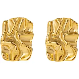 Chunky Gold Rectangle Stud Earrings for Women, Dainty Thick Stud Earrings, Minimalist Geometric Earrings for Women