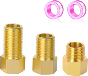 1/2" Brass Pipe Fitting, 1/2" Female to 1/2" Male Pipe Extension Fittings for Tub Spout/Shower,Brass Hex Bushing Adapter Reducer Adapter,Length 30MM/40MM/50MM (3PCS) with Teflon Tape (2pcs)
