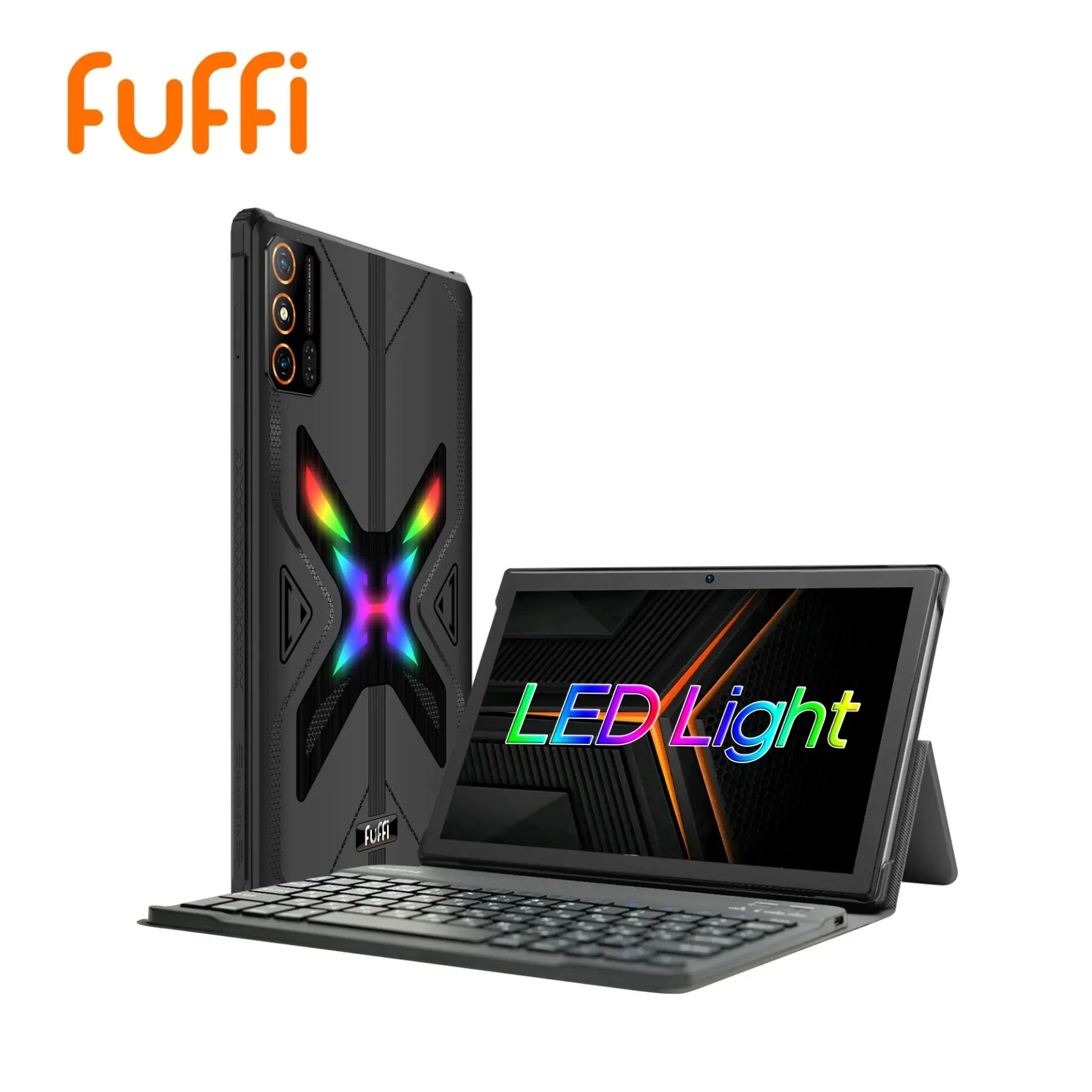 Fuffi Smart Tablet, 10.1-Inch HD Screen, Octa-Core Processor, 4GB RAM, 64GB ROM, 5000mah Battery, Shockproof Case, Keyboard, Mouse, Stylus, Tablet with Keyboard
