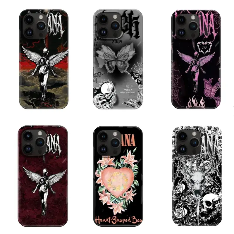 Nirvana Style Angel Wing Grunge Dark Edgy 90s Alternative Rock Band Music Aesthetic Unisex Fan Gift Protective Cover For Apple iPhone 17 Pro Max 16 15 14 13 12 11 Plus.