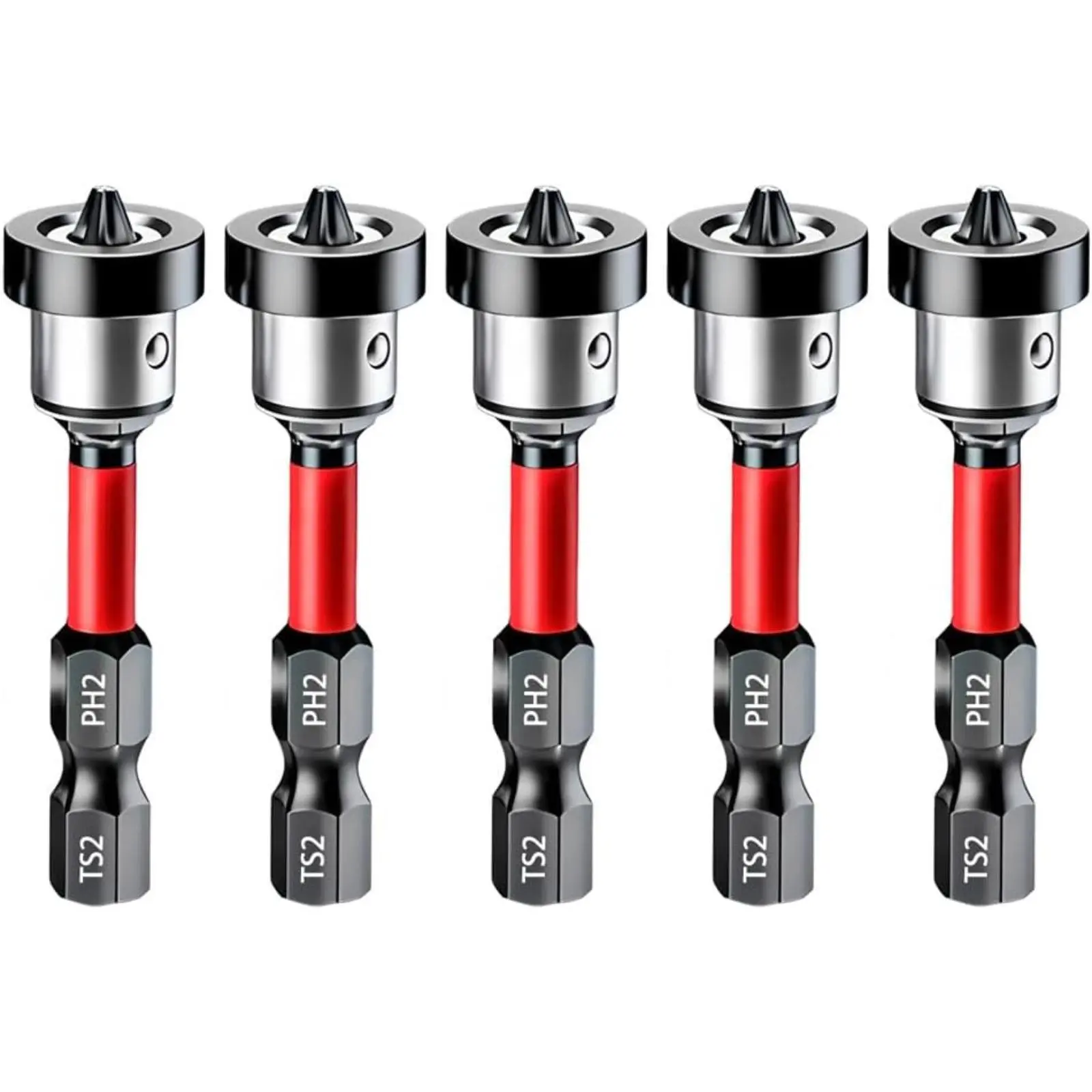 1/5 Piece Gypsum Board Screw Locator, Magnetic Screwdriver Bits Set PH2, 1/4 Inch Hex Shank Gypsum Board Screw Drill Bit, Gypsum Board Screw Locating Batch Drilling Tool, 50mm