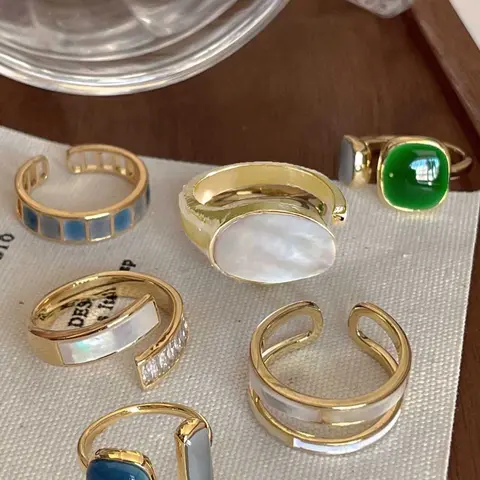 Boho Artificial Gemstone Decor Promise Unique Beautiful Rings for Women, Artificial Zircon Ring, Elegant Open Vintage Rings, Engagement Rings, Trendy All-match Vintage Jewelry As Birthday Gift, Boho Style Rings