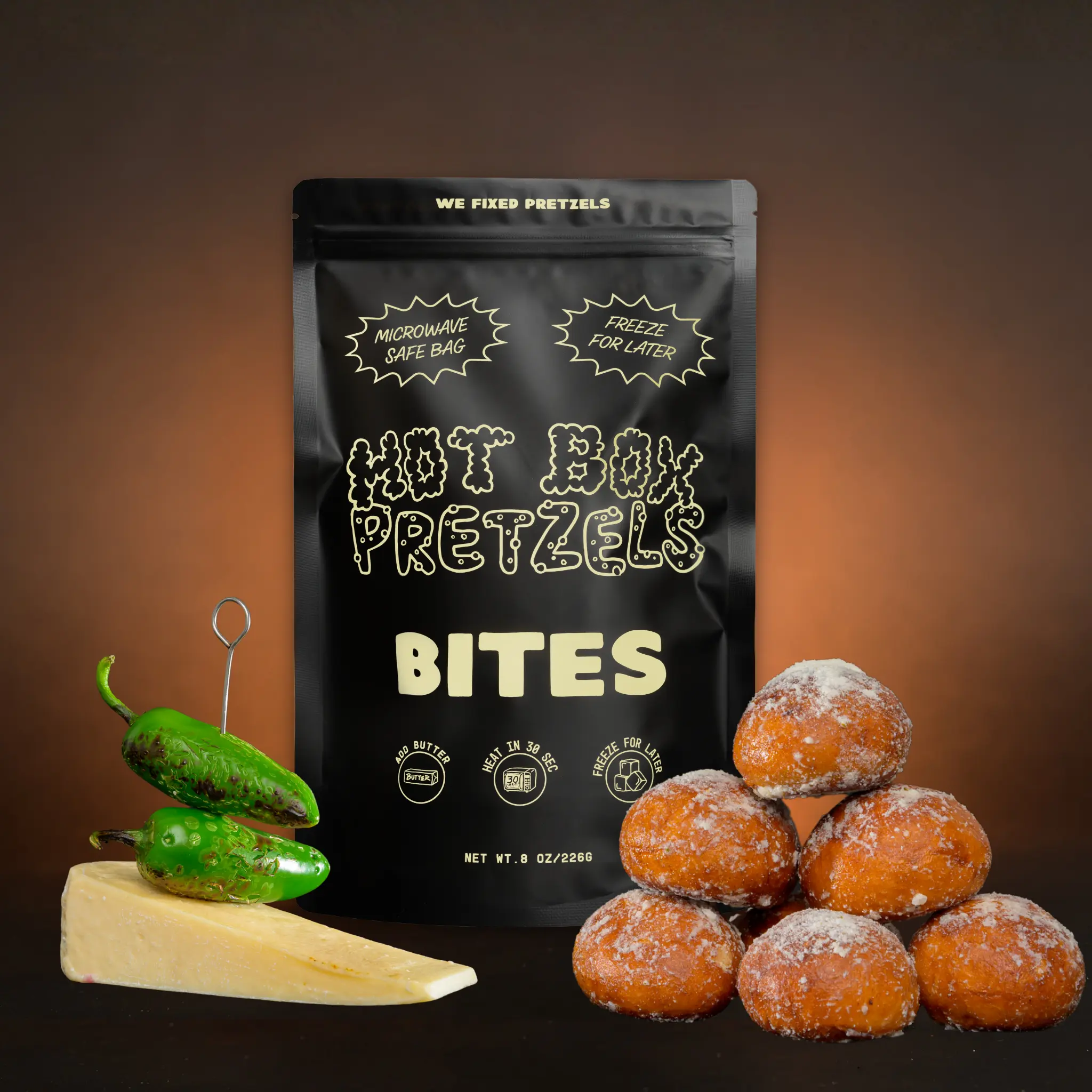 Jalapeno Queso Soft pretzel Bites Bag (14 bites per bag)