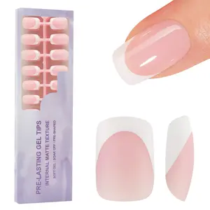 150pcs French Gel Nails, Light Short Square Press-On Nails, Soft Gel False Nails, Acrylic Dip Extension, DIY Set for Women and Girls