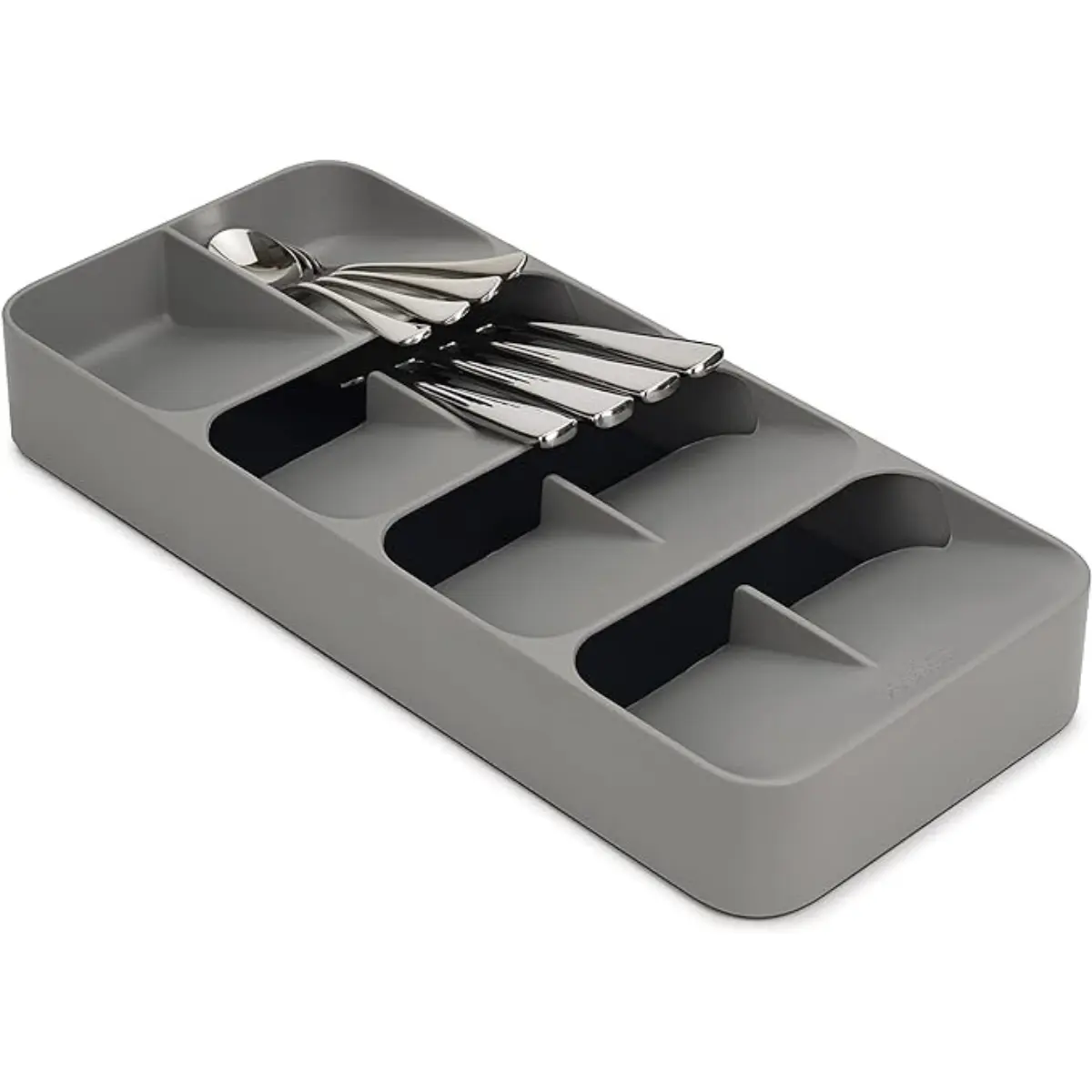 Drawer Store Compact Utensil Organizer For Kitchen, Flatware Tray, Grey Boxes Plastic