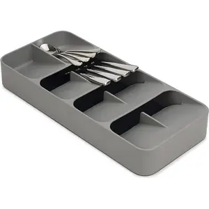 Drawer Store Compact Utensil Organizer For Kitchen, Flatware Tray, Grey Boxes Plastic