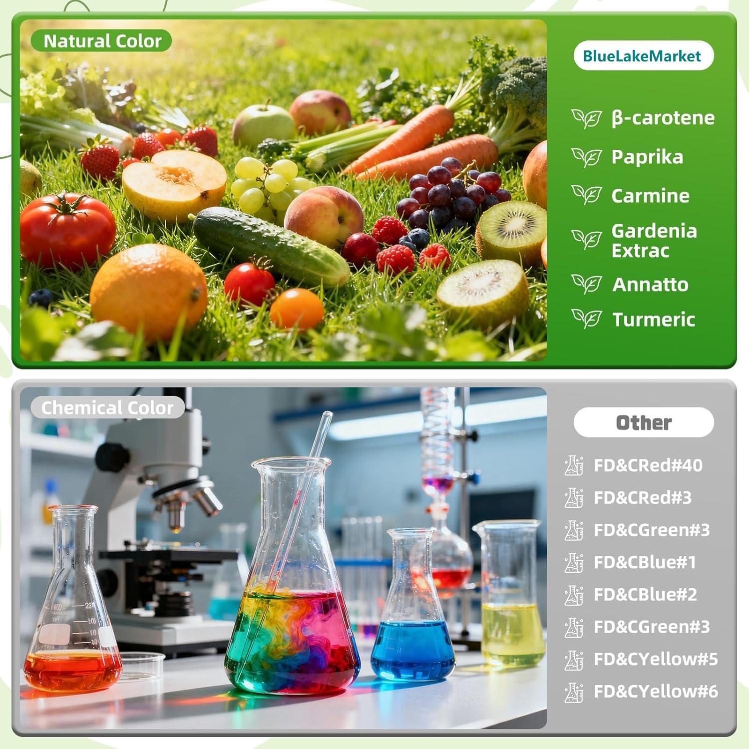 6 Natural Liquid Food Coloring 6ml/bottle, Vibrant Food-Grade Dye-Free & Vegan, Baking Supplies for Cake Icing, Frosting, Cookies & Desserts Cream Nata