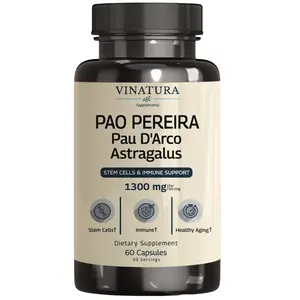 VINATURA Pao Pereira + PAU D'Arco, Astragalus - 1300MG Serving, USA Made & Tested, Stem Cells and Immune Support, 60 Capsules Healthcare Supplement