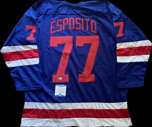 Phil Esposito Autographed Rangers Custom Jersey with Beckett COA