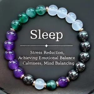 Sleep Support Natural Crystal Bracelet - For Stress Reduction & Restful Sleep