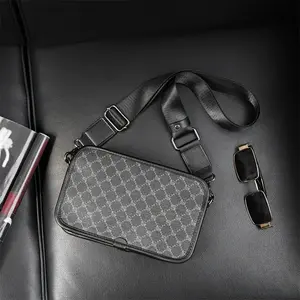 1 Casual Men's Shoulder Bag, Small Size Commuter Square Bag, Horizontal Small PU Leather Crossbody BagYHZF