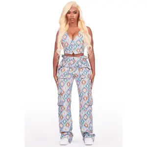 Andraila Blue Tapestry Stacked Pant